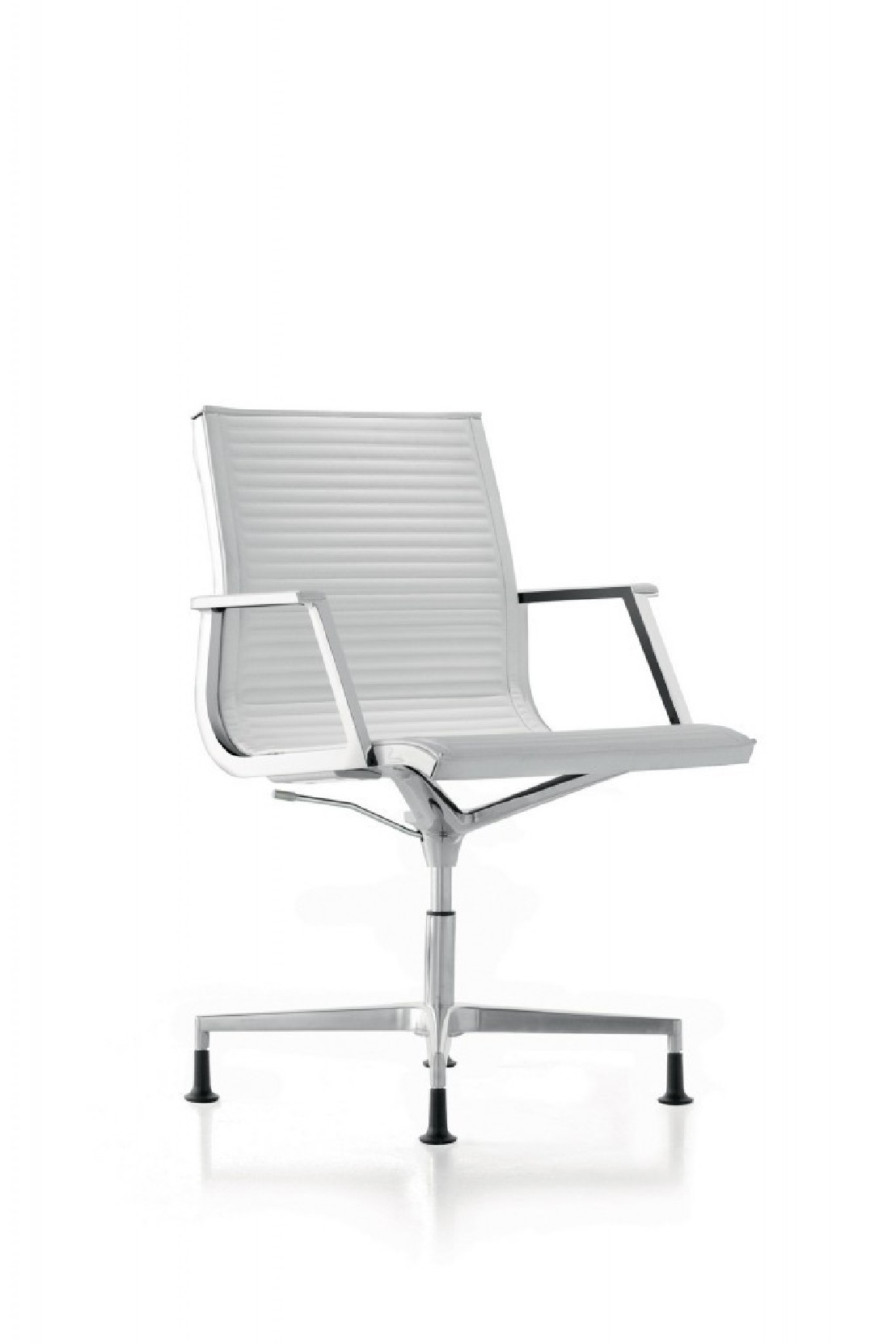 Fauteuil bureau NULITE pied fixe pivotant en cuir ou tissu à accoudoirs