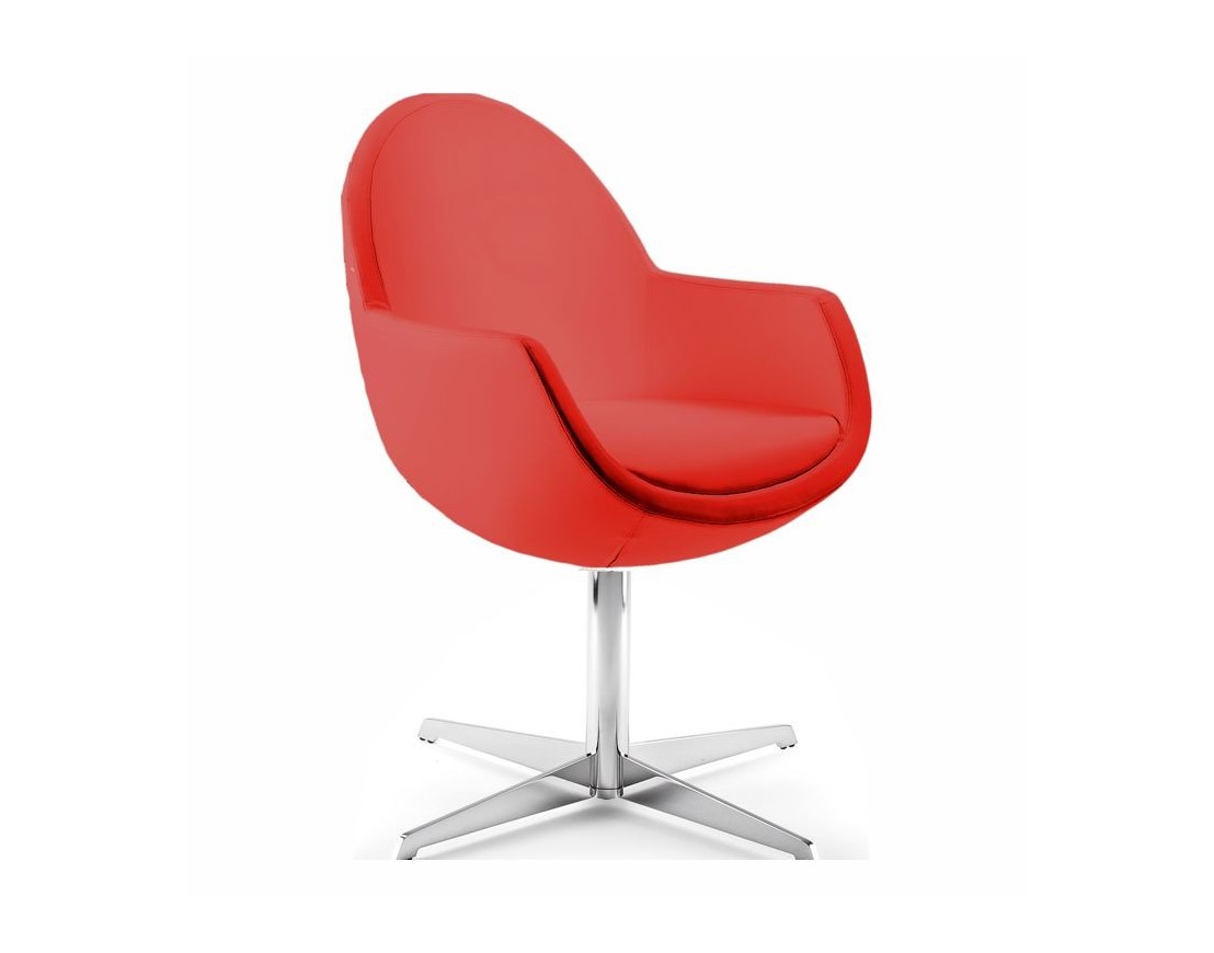 Petit fauteuil de bureau rond pivotant en cuir SYD