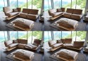 Canapé d’angle design HYPEnSPACE avec son ottomane, deux assises relax et pivotantes électriques