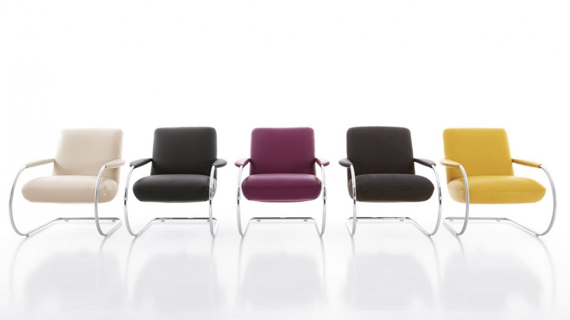 fauteuil miniglam design en demi cercle accoudoirs gaines cuir ou tissu