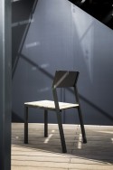 Salon de jardin CORA, table carrée et 4 chaises, métal aluminium de couleur et bois massif