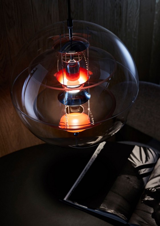 VP GLOBE VERPAN 40 cm avec réflecteurs en verre fumé, lampe à suspendre