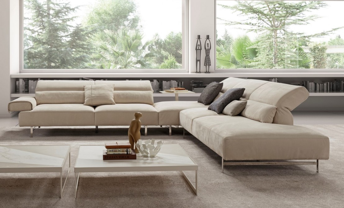 Superbe minimaliste canapé angle cuir nubuck de daim et