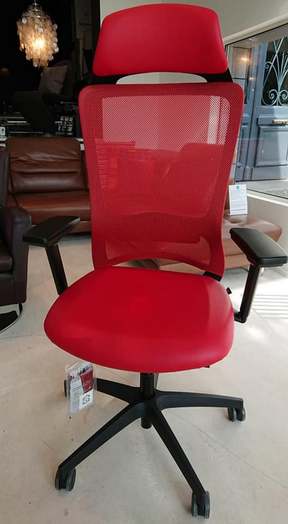Pop Fauteuil De Bureau Cuir De Vachette Pleine Fleur Rouge