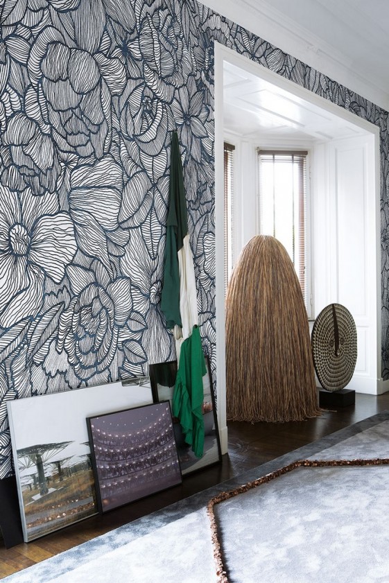 Papier Peint Fleurs Noir Blanc Impetro Lost Londonart Seanroyale