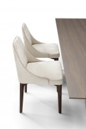 AJAY chaise frêne & cuir ou tissu tapissée couture point cavalier