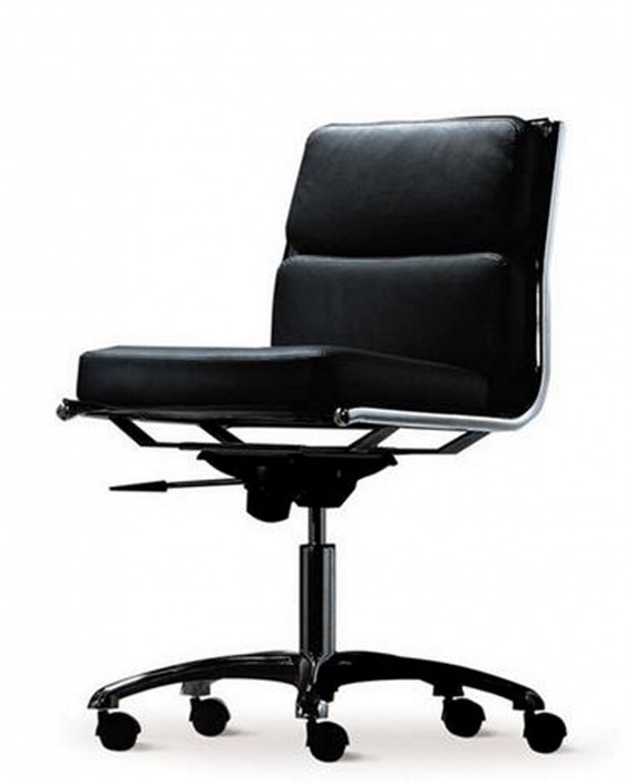 Fauteuil Reunion Rembourre Cuir Light Dos Bas Roulettes Pas D Accoudoirs