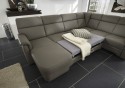 Grand canapé d'angle convertible 6 pl en U cuir ElekTra